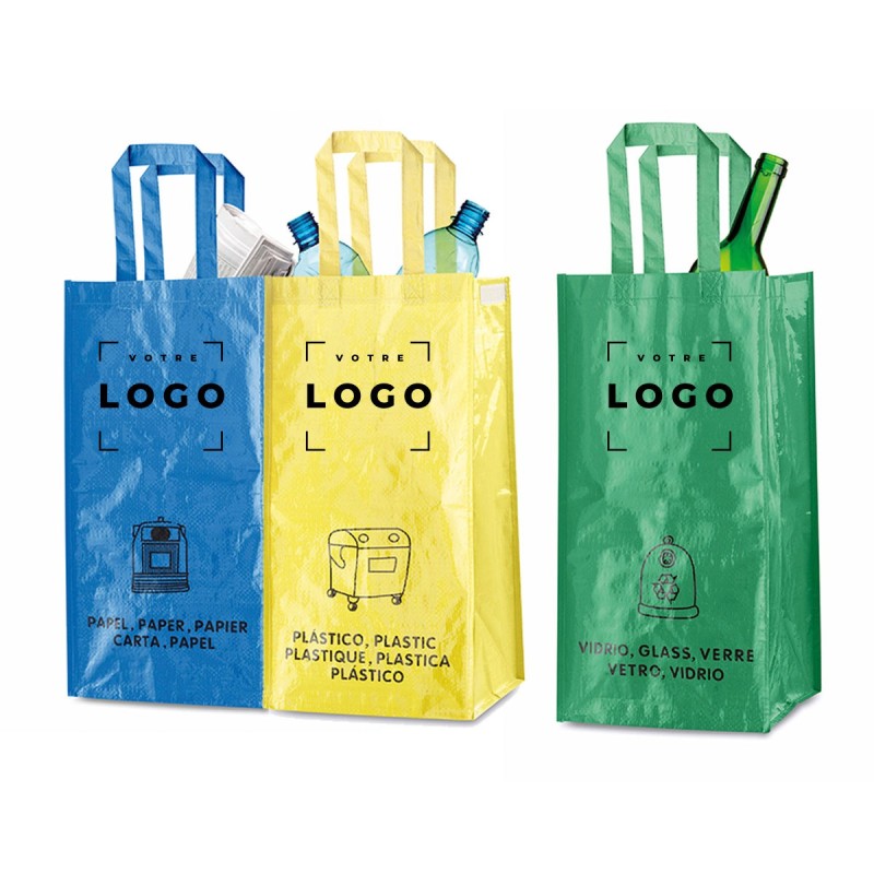 Ensemble 3 sacs recyclage personnalisables – PP 125 g/m²