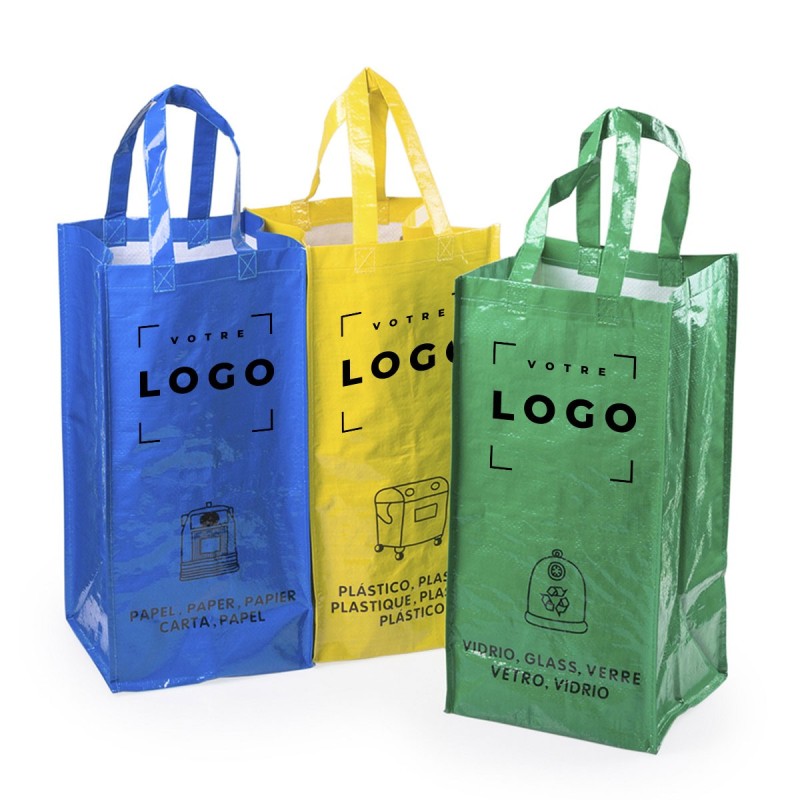 Ensemble 3 sacs recyclage personnalisables – PP 125 g/m²