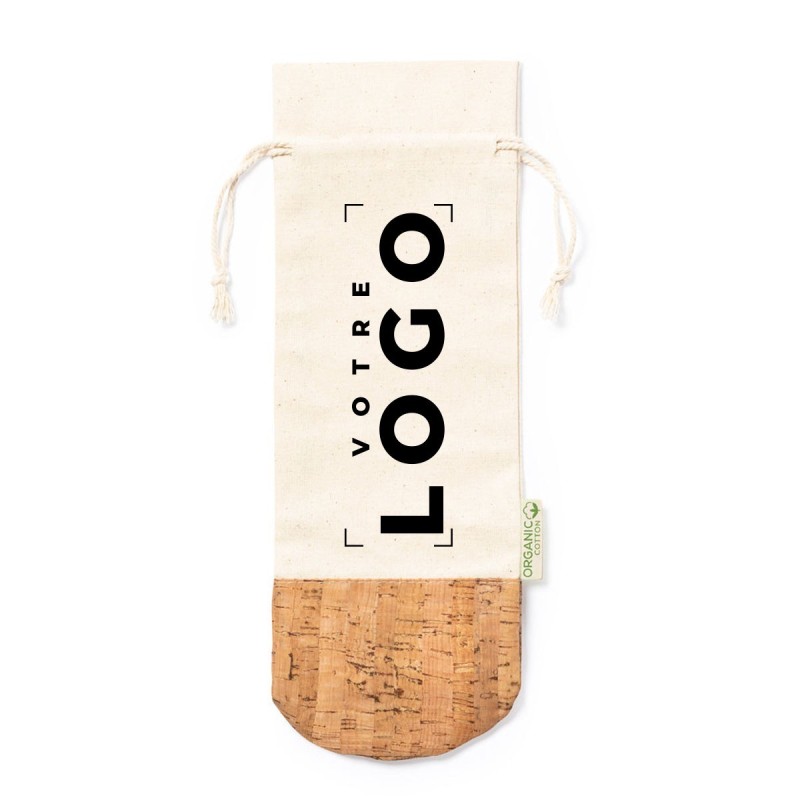 Sac à bouteilles en coton biologique avec base en liège