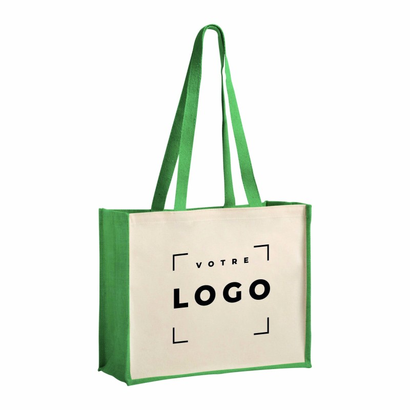 Sac shopping en jute et coton laminé – anses longues