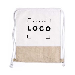 Sac à dos cordon jute et coton – robuste et personnalisable