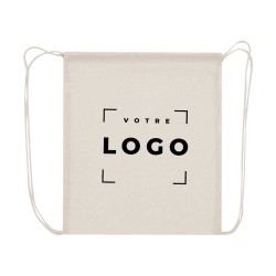 Sac à dos à cordes en coton – naturel et personnalisable