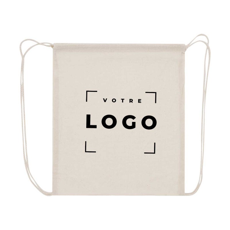 Sac à dos à cordes en coton – naturel et personnalisable