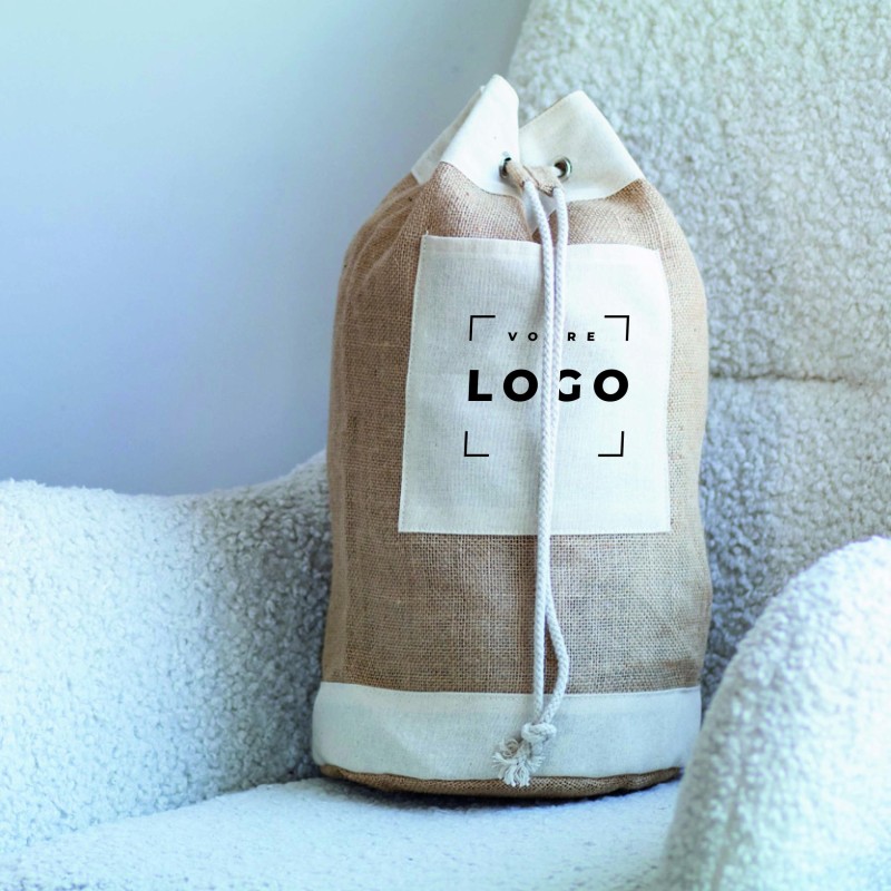 Sac marin en jute avec poche en coton – durable et personnalisable