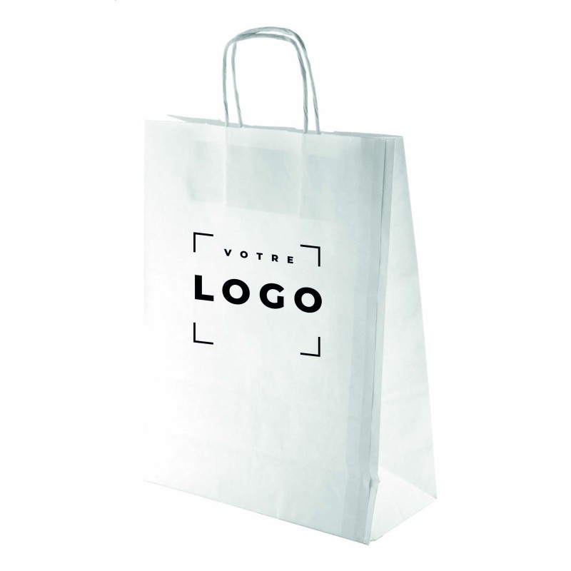 Sac papier kraft 100 g/m² – poignée torsadée colorée