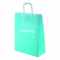 Sac papier kraft 100 g/m² – poignée torsadée colorée