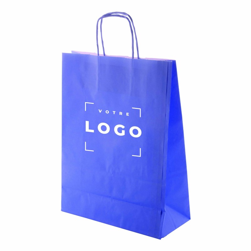 Sac papier kraft 100 g/m² – poignée torsadée colorée