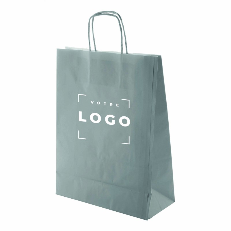 Sac papier kraft 100 g/m² – poignée torsadée colorée