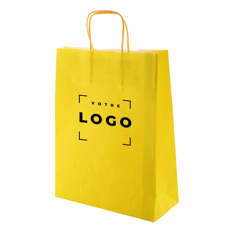 Sac papier kraft 100 g/m² – poignée torsadée colorée