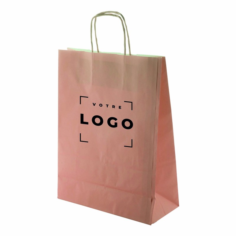 Sac papier kraft 100 g/m² – poignée torsadée colorée