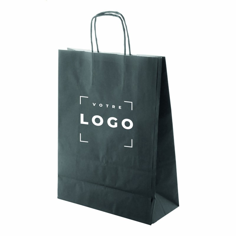 Sac papier kraft 100 g/m² – poignée torsadée colorée