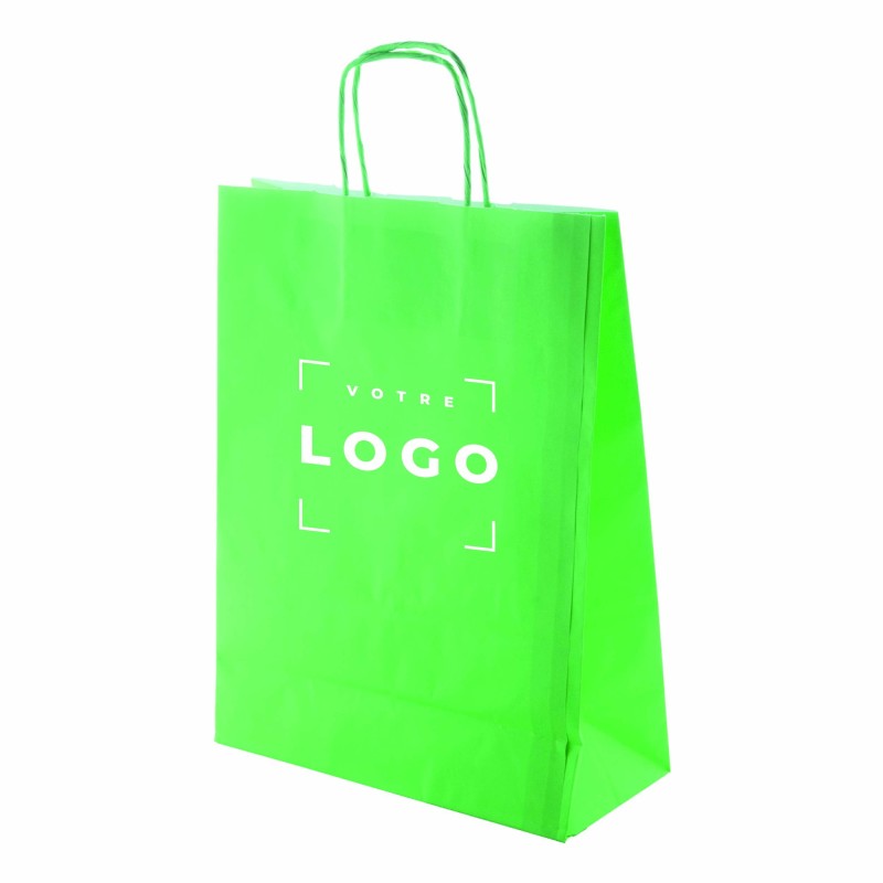 Sac papier kraft 100 g/m² – poignée torsadée colorée