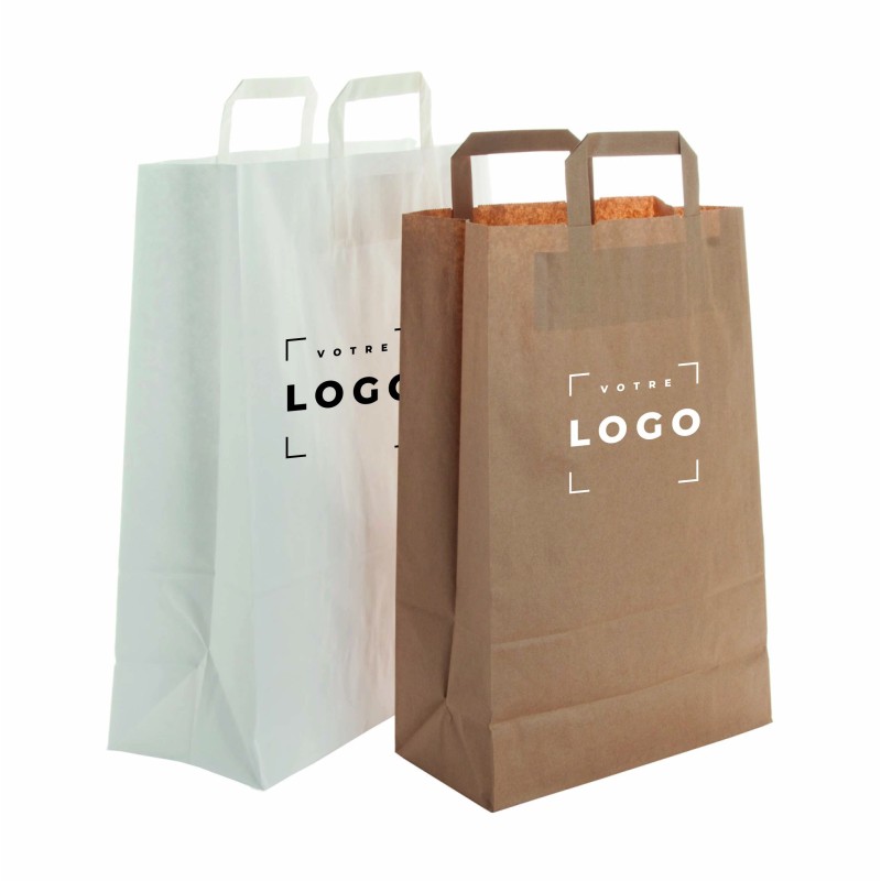 Sac papier kraft 70 g/m² – poignée plate personnalisable