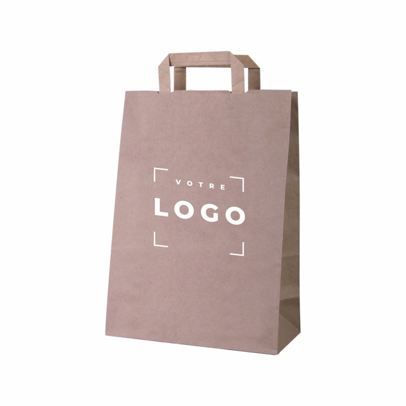 Sac papier kraft 70 g/m² – poignée plate personnalisable