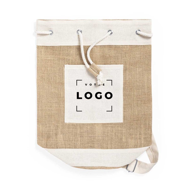 Sac balluchon en jute personnalisé | Sac publicitaire écoresponsable