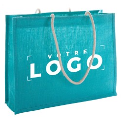Sac de plage en jute turquoise | Goodies d’entreprise personnalisés