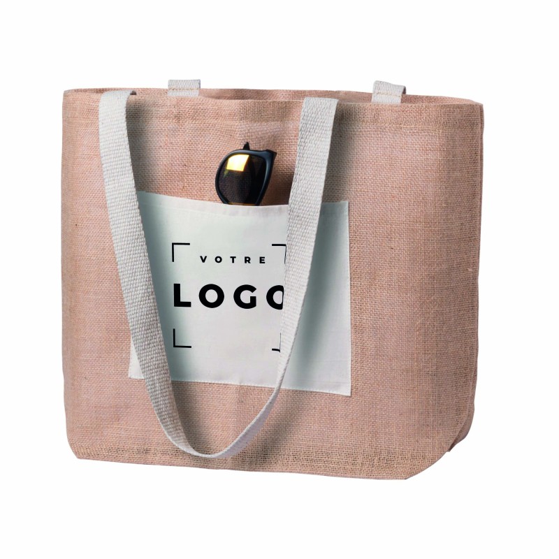 Sac de plage en jute avec poche | Goodies d’entreprise