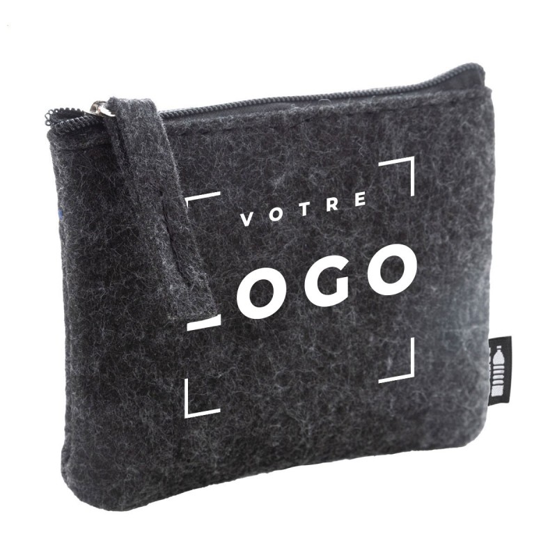 Porte-monnaie zippé personnalisé en feutre RPET | Goodies durables