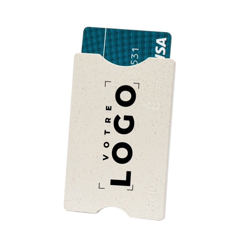 Porte-cartes écologique personnalisé en plastique paille de blé