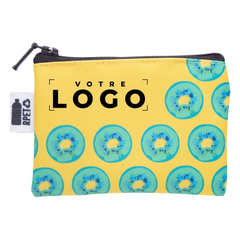 Porte-monnaie zippé personnalisé en RPET 600D avec protection RFID