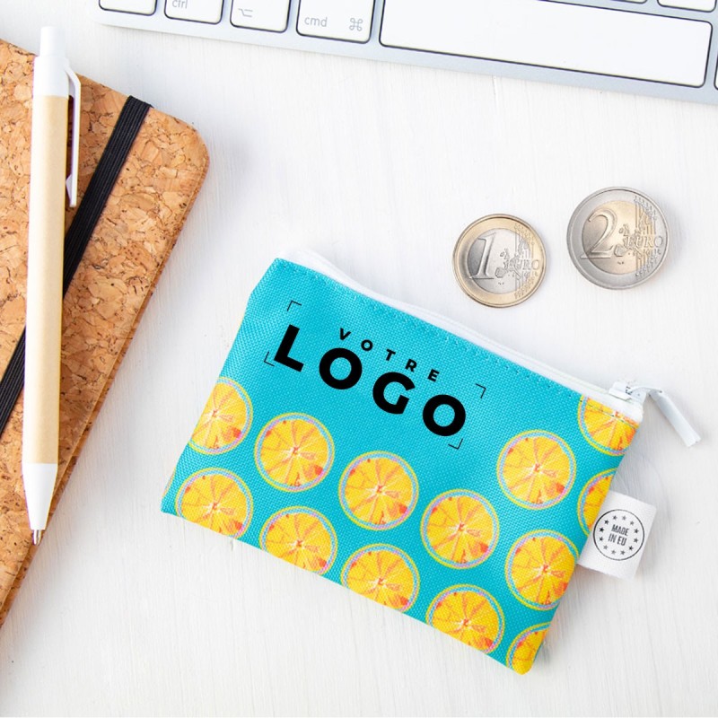 Porte-monnaie zippé personnalisé en RPET 600D avec protection RFID