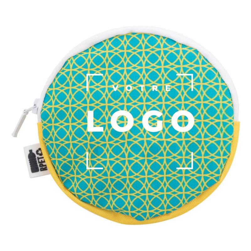 Porte-monnaie rond zippé personnalisé en RPET 600D