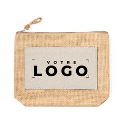 Trousse de toilette jute et coton personnalisable