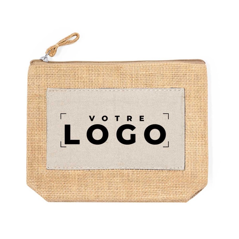 Trousse de toilette jute et coton personnalisable