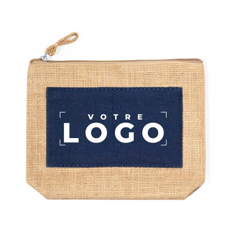 Trousse de toilette jute et coton personnalisable
