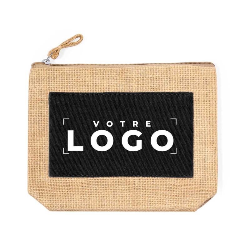 Trousse de toilette jute et coton personnalisable