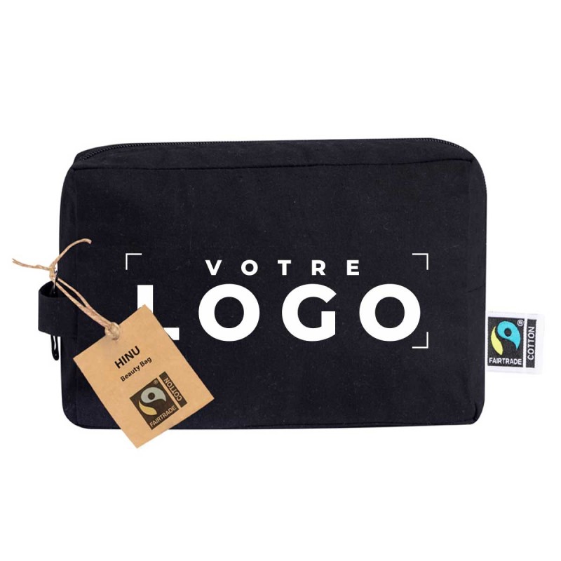 Trousse de toilette Fairtrade en coton noir 100 %