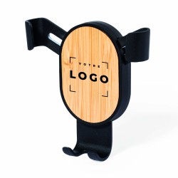 Support smartphone voiture personnalisable – Design noir & bambou