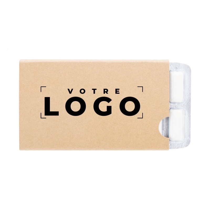 Lot de 12 chewing-gums personnalisés | Boîte en kraft entreprise