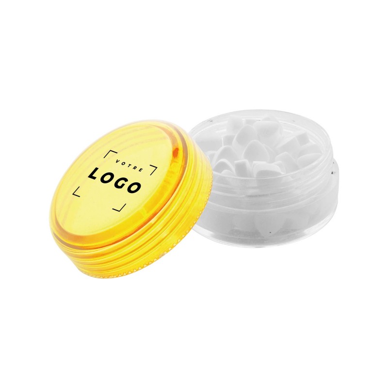 Pot rond de bonbons mentholés personnalisés | Goodies entreprise