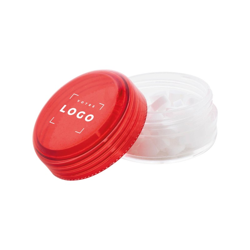 Pot rond de bonbons mentholés personnalisés | Goodies entreprise