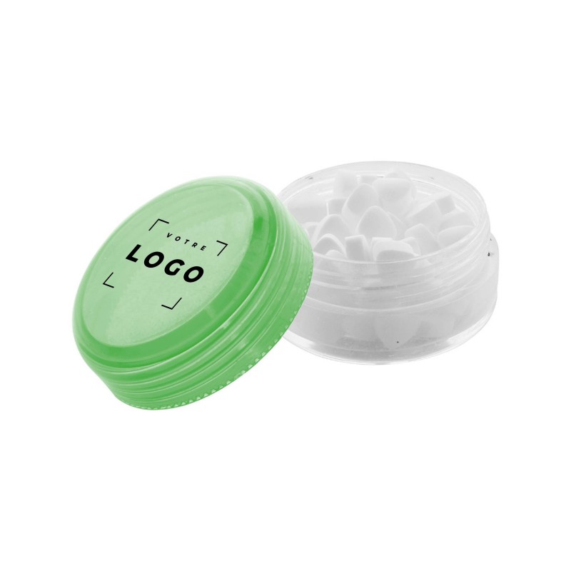 Pot rond de bonbons mentholés personnalisés | Goodies entreprise