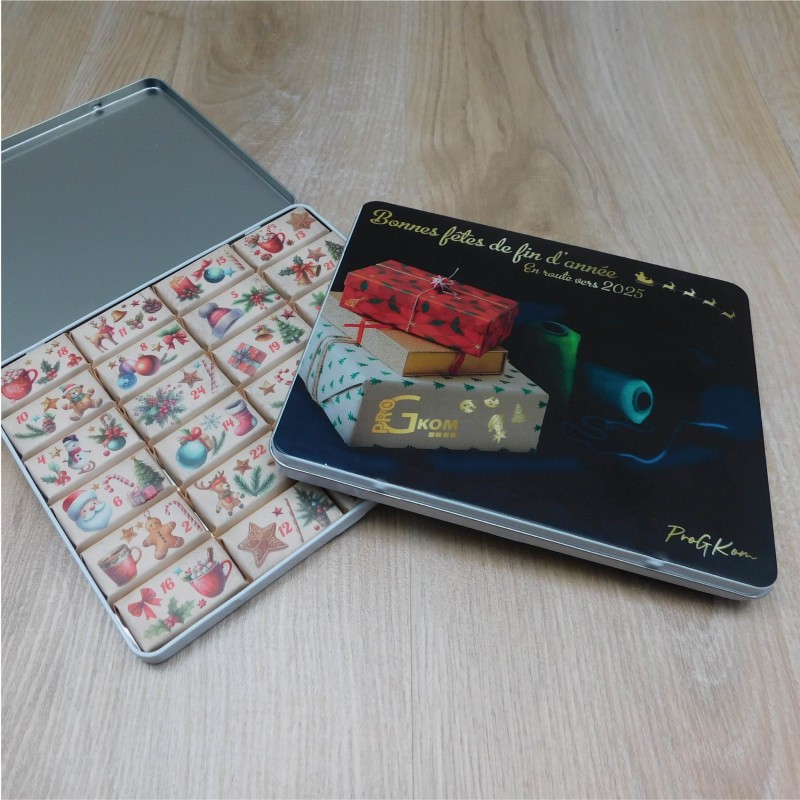 Calendrier de l’avent boîte décorative personnalisable | Chocolat