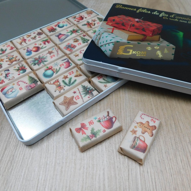 Calendrier de l’avent boîte décorative personnalisable | Chocolat