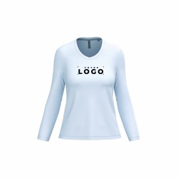 Tee-shirt col V manches longues femme | Coton lavé et personnalisable