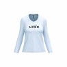 Tee-shirt col V manches longues femme | Coton lavé et personnalisable