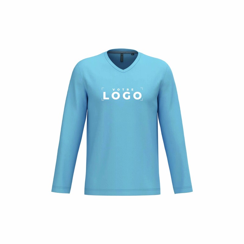 Tee-shirt col V manches longues homme