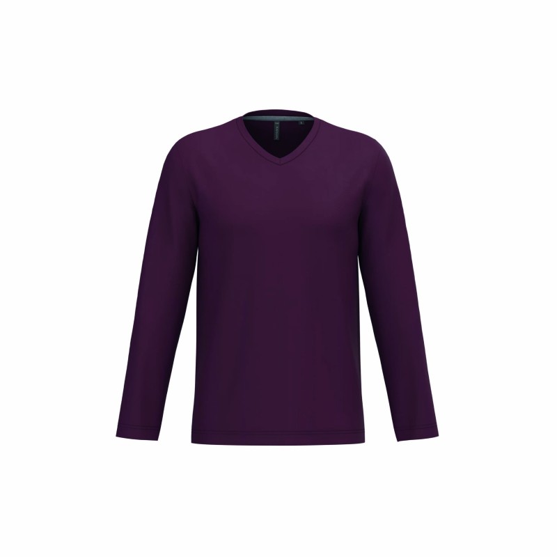 Tee-shirt col V manches longues homme