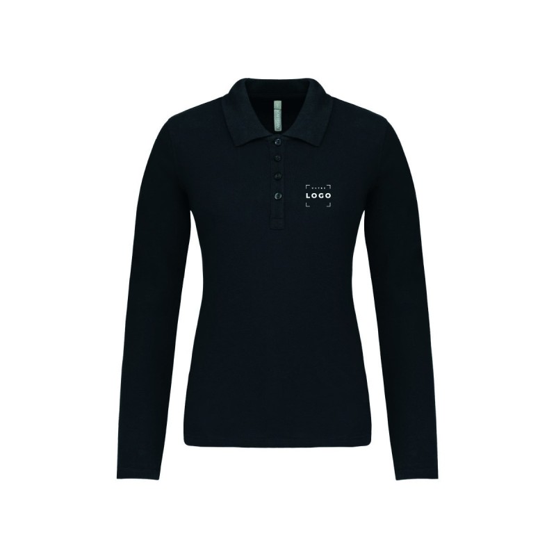Polo manches longues femme personnalisé – chic et confortable