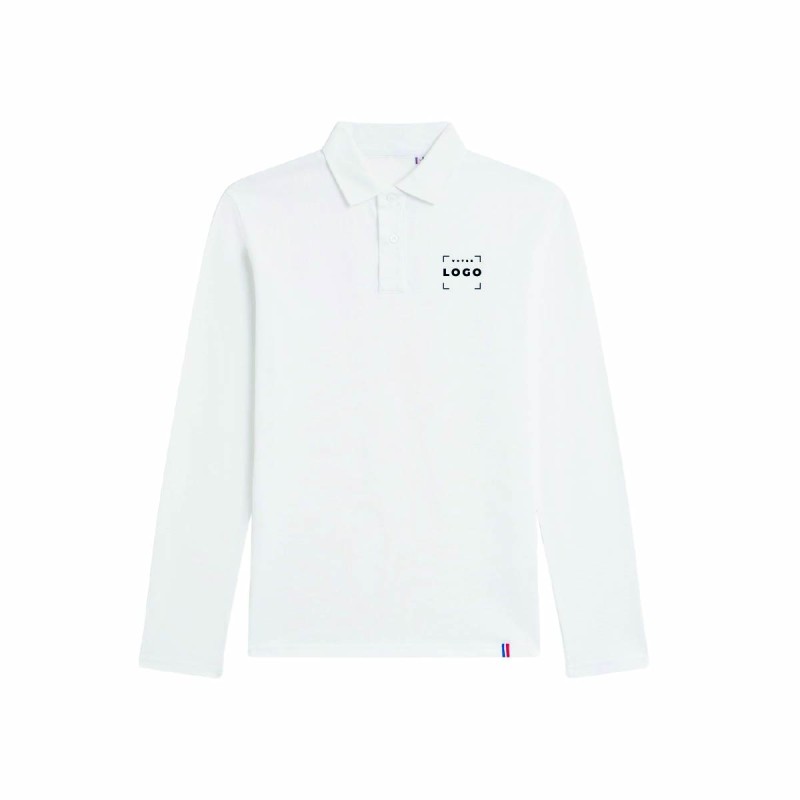 Polo homme manches longues coton bio personnalisé –  Made in France