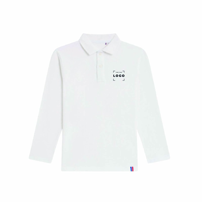 Polo enfant manches longues coton bio personnalisé – Made in France