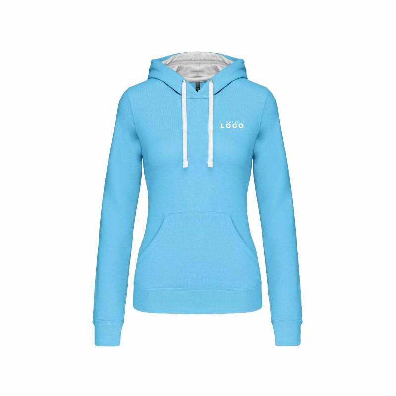 Sweat-shirt Capuche Bicolore Femme – Cadeau d’Entreprise Confortable