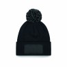Bonnet avec patch - pompon personnalisable | Goodie textile entreprise