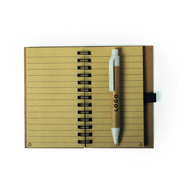 Set bloc-notes et stylo éco-friendly | Papier recyclé & liège