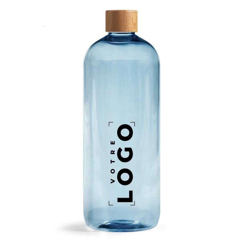 Bouteille 1000 ml PET recyclé | Bouchon bois et aluminium