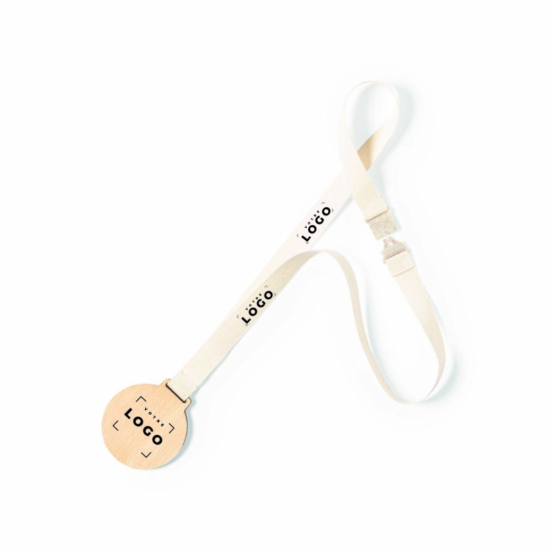 Médaille en bois personnalisable cordon coton – Fermeture sécurité